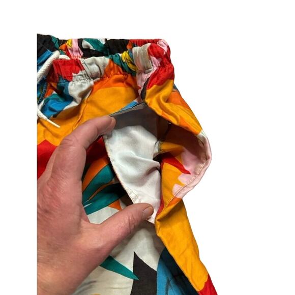 Vintage 80s Kudos bathing suit tropical parrot swim trunks board shorts sz med - Picture 4 of 6